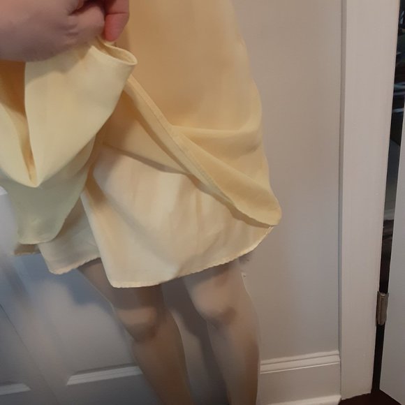 Bill Levkoff  Butter or Canary Yellow Chiffon One Shoulder Faux Wrap Sho… - Picture 7 of 16